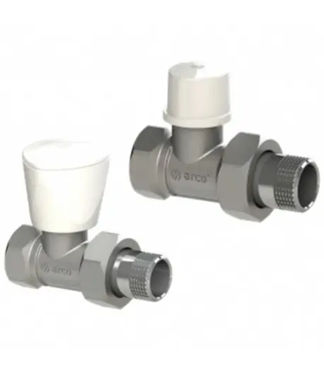 Радиаторный набор 2 крана ARCO, прямые - латунь хромированная, 1/2" (KCM13)