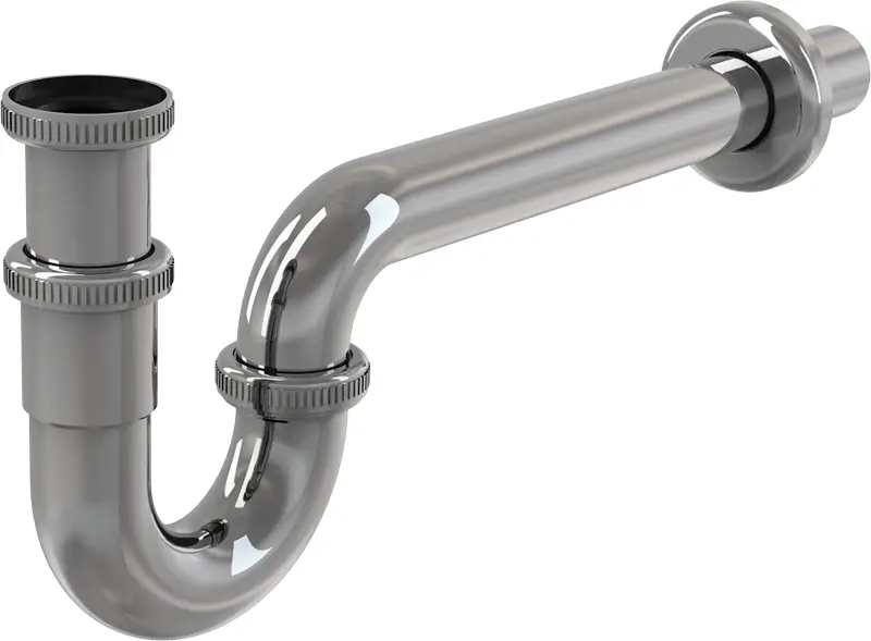 Сифон для раковины Alcadrain 32 мм, U-форма, цельнометаллический, с накидной гайкой 5/4", хром (A432)