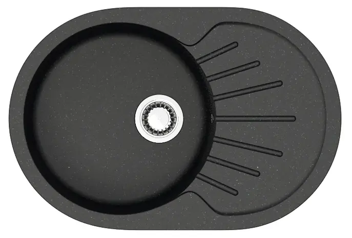 Кухонная мойка AZARIO Flora 730x450x215 искусственный мрамор, цвет черный (CS00079913)