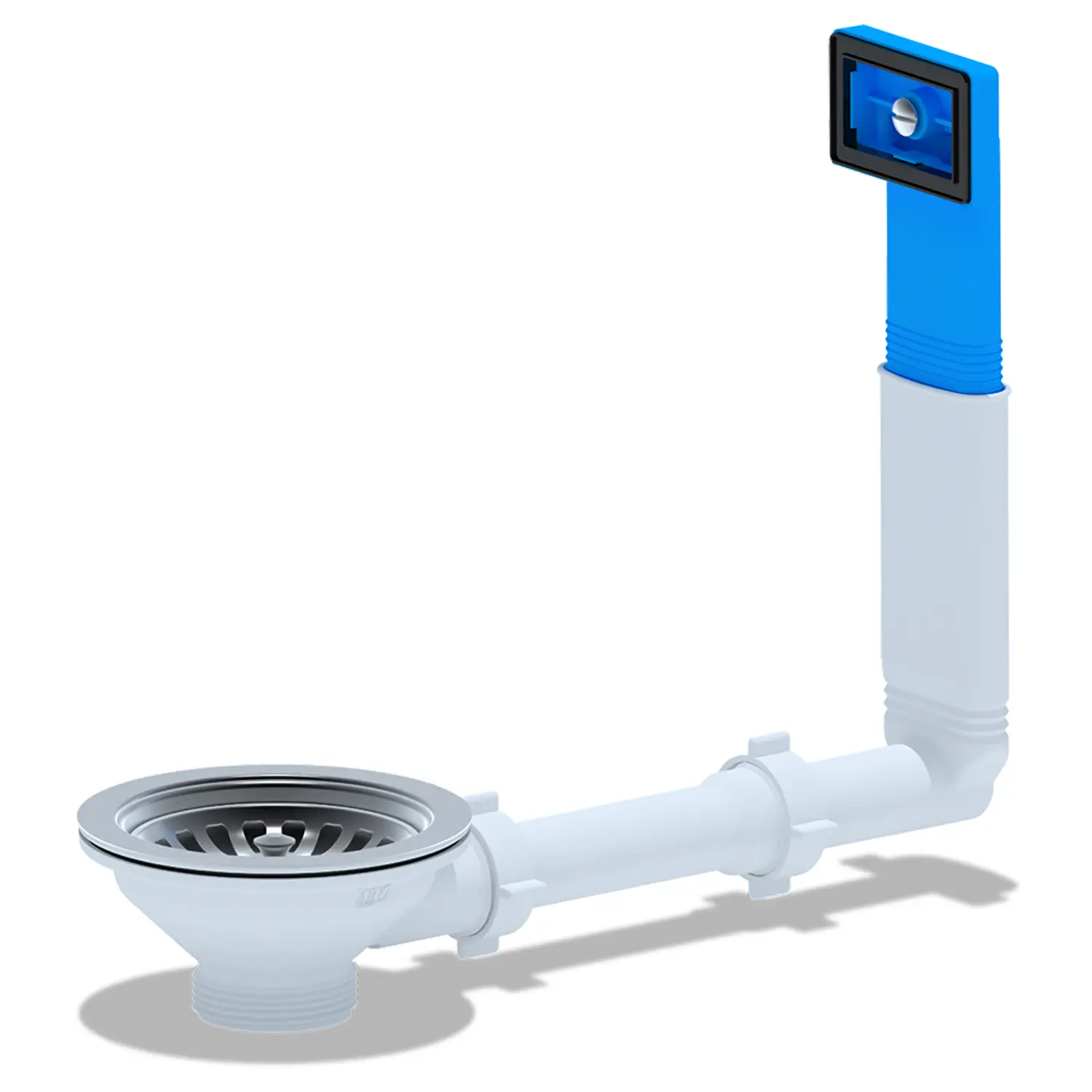 Перелив для мойки Ани Пласт жесткий 3 1/2" с прямоугольным вертикальным корпусом (N305)