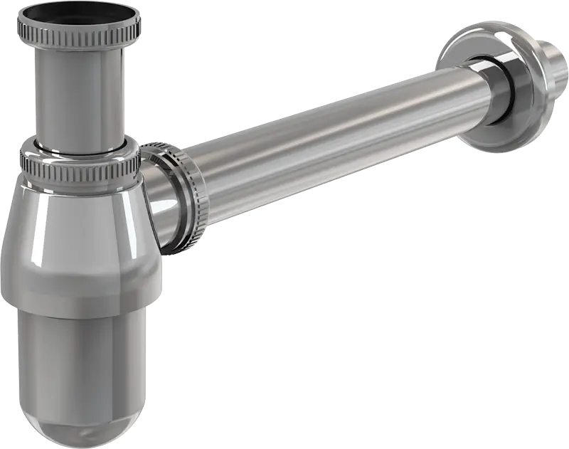 Сифон для раковины Alcadrain 32 мм, цельнометаллический, с накидной гайкой 5/4", хром (A431)