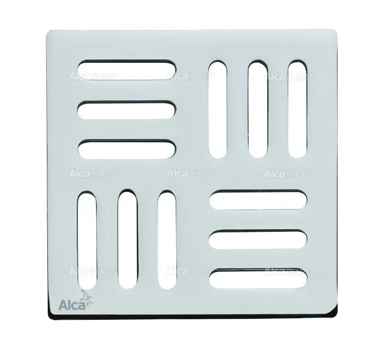 Дизайновая решетка Alca plast 102×102×5, хром (MPV001)