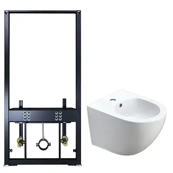  Сет AZARIO Инсталляция для Биде + подвесное биде Azario Grado белый (AZ-8040-1001/F-0053-0025+AZ-0046-BW SP)