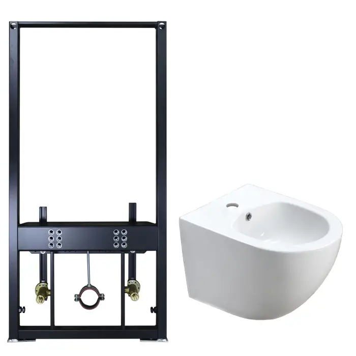  Сет AZARIO Инсталляция для Биде + подвесное биде Azario Grado белый (AZ-8040-1001/F-0053-0025+AZ-0046-BW SP)