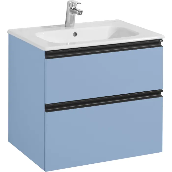 Тумба под раковину Roca DOMI 600 мм, подвесная, 2 ящика, небесный синий матовый (Z.RU93.0.787.0)