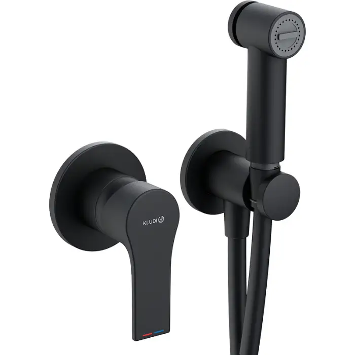 Гигиенический душ со смесителем Kludi Zenta SL керамический картридж, черный матовый (489983965)