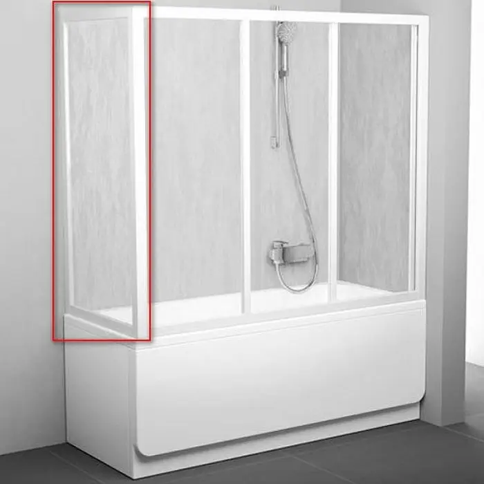 Боковая стенка шторки на ванну Ravak APSV-80, профиль белый, витраж полистирол рейн (9504010241)