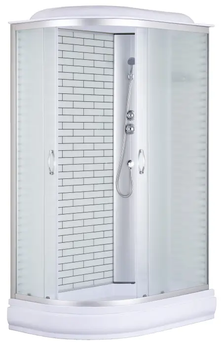 Душевая кабина Loranto 120х80х215 поддон 20 см, белый кирпичный узор, стекло 4 мм, профиль хром (CS-66120-20R FW 120)