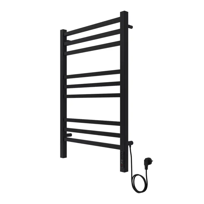 Полотенцесушитель электрический AZARIO ANCONA 500/800 квадрат, 9 секций, диммер справа, черный (AZ71858B)