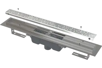 Душевой лоток Alcadrain с порогами для перфорированной решетки, с вертикальным стоком (APZ1011-750M)