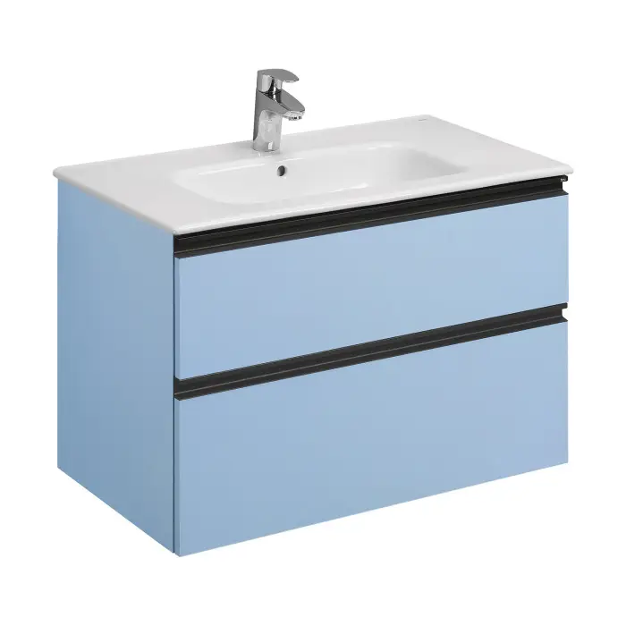 Тумба под раковину Roca DOMI 800 мм, 2 ящика, подвесная, небесный синий матовый (Z.RU93.0.787.1)