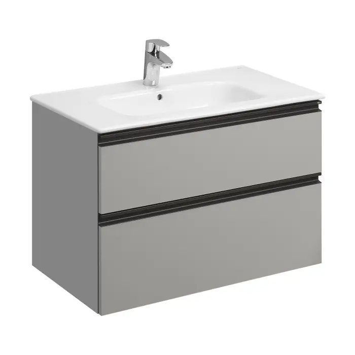 Тумба под раковину Roca DOMI 800 мм, 2 ящика, подвесная, серый матовый (Z.RU93.0.787.4)