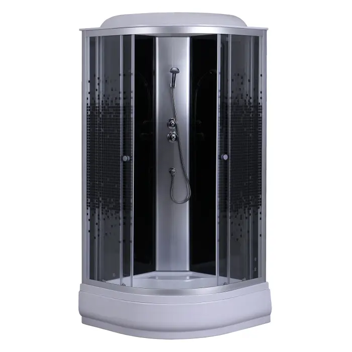 Душевая кабина Loranto 100х100х215 поддон 25см, мозаичный узор, прозрачное стекло 4мм, профиль хром (CS661025K100)