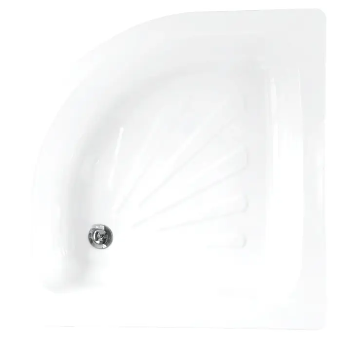 Поддон Loranto стальной, полукруглый 80х80х15 толщина стали 0,9 мм, отверстие для слива 5 см, белый (LG800C)