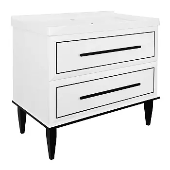 Комплект Тумба Azario VEGA 90/2Н 900х500х880 напольная, с раковиной VEGA 90, белый глянец/черный (CS00096976)