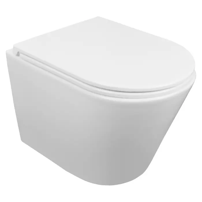 Унитаз подвесной Azario Teramo 515х355х365 безободковый, скрытое крепление, смыв "Торнадо",  в комплекте с сидением микролифт (AZ-0053-UQ3)