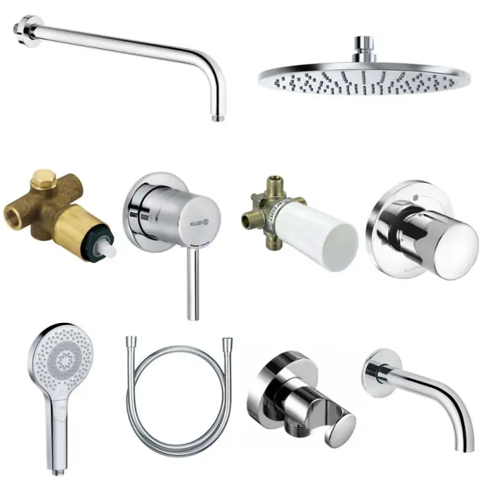 Комплект для душа KLUDI BOZZ 10 в 1 верхний душ 250 мм, хром (386340576)