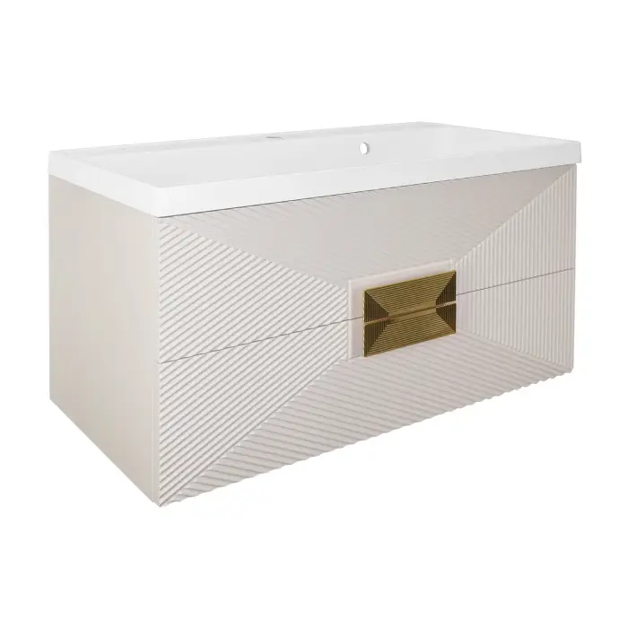 Комплект Azario ZENA Тумба 80/2 800х450х585 подвесная, с раковиной CLASSIK 80, кашемир, ручка золото (CS00097029)