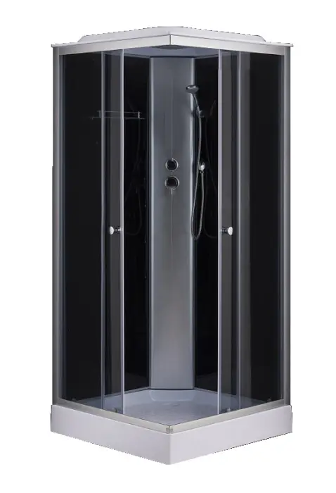 Душевая кабина Loranto CS-6491F 900х900х2150 серая, прозрачное стекло 4мм, поддон 13см, профиль сатин (CS-6491G 90*90*215)