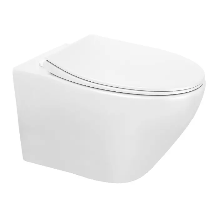 Унитаз подвесной Azario Keras 370х520х360 безободковый, с быстросъемным сиденьем микролифт, белый глянцевый (AZ-99046W)