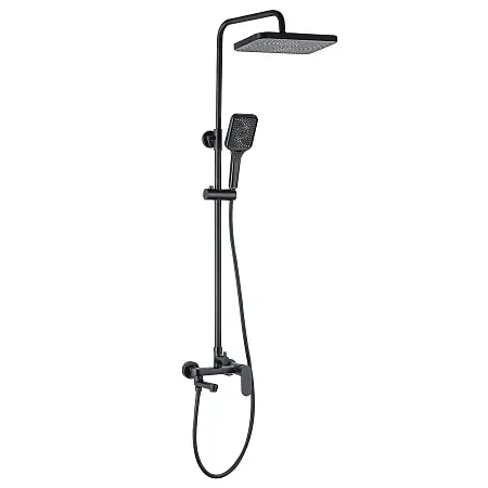 Душевая колонна Azario ARIZONA со смесителем для ванны, с поворотным изливом, прямоугольная, черный (AZ-20BS)