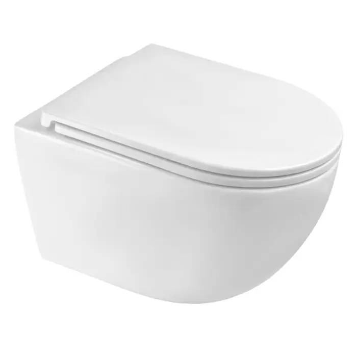 Унитаз подвесной Azario Ines White 355х485х320 безободковый, система смыва "скрытое Торнадо", с быстросъемным сиденьем "Микролифт" (AZ-W03-SW)