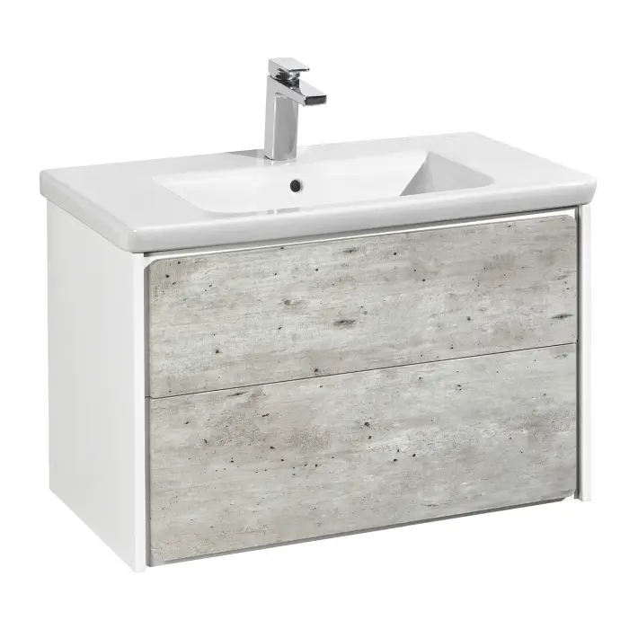 Тумба под раковину Roca Z Ronda, 80 см, подвесная,  бетон/белый матовый (RU93.0.300.4)