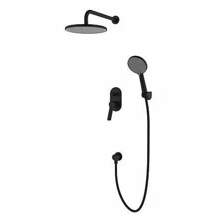 Смеситель для душа Azario VISE с верхним и ручным душем, скрытый монтаж, керамический картридж, черный матовый (AZ-VSA248330PA+82KPA)