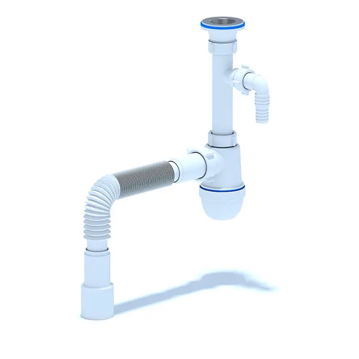 Сифон для раковины Ани Пласт 1 1/4"*40 с отводом для стиральной машины, с гибкой трубой 40*40/50 (C1315)