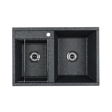 Кухонная мойка  Aquaton Делия 78 DBL 2 чаши, цвет графит (1A723132DE210)