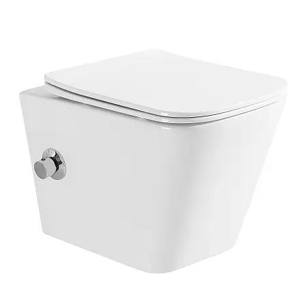 Унитаз подвесной Azario Хьюго 350х480х363 c функцией биде, безободковый, с быстросъемным сиденьем микролифт (AZ-10007)