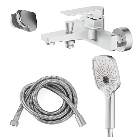 Смеситель для ванны Azario Arida керамический картридж, с ручным душем, шланг 150 см, сатин (AZ-K3054BN)