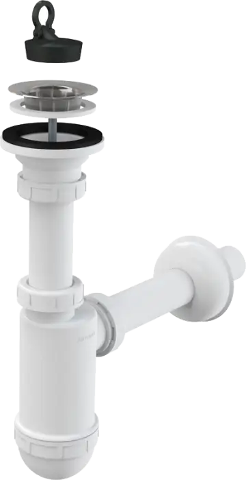 Сифон для раковины Alcadrain 32 мм, с нержавеющей peшeткой 63 мм (A411)