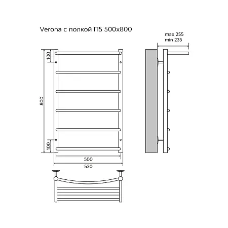 VERONA  500х800 c полкой водяной 5 пер