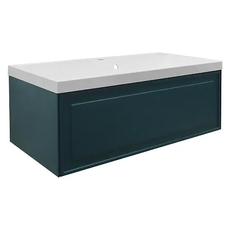 Комплект Тумба Azario Belloni 100 1000х450х400 подвесная, механизм открывания Push to Open, с раковиной Астория 100, зеленый (CS00098074)