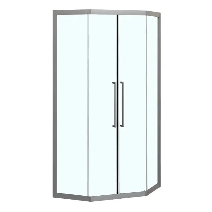 Душевое ограждение Azario OSAKA 1000х1000х1950 две сдвижные двери, прозрачное стекло 5 мм, профиль графит матовый (AZ-092K2-100-MGR-CL)