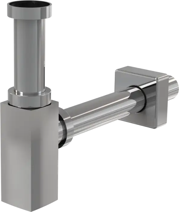 Сифон для раковины Alcadrain DESIGN 32 мм, цельнометаллический, квадратный, хром (A401)