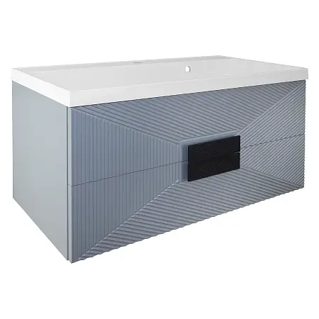 Комплект Azario ZENA Тумба 100/2 1000х450х585 подвесная, с раковиной CLASSIK 100, серый, ручка золото (CS00097710)