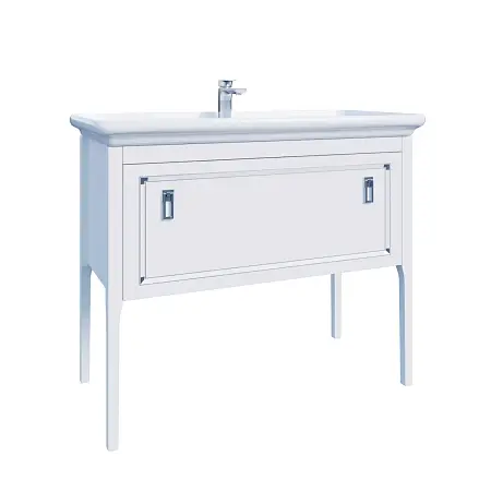 Комплект Тумба Azario RIO 105/1Н напольная, с раковиной Дуглас 105, ручки серебро, цвет белый глянцевый (CS00096983)