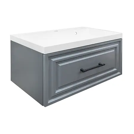 Комплект Тумба Azario LAURA 70/1 700х450х455 подвесная, с раковиной CLASSIK 70, серый матовый, фурнитура черная (CS00104008)