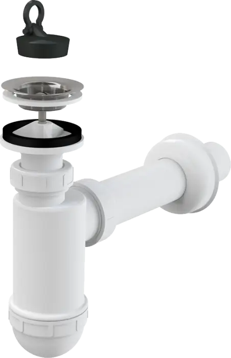 Сифон для раковины Alcadrain 40 мм с нержавеющей peшeткой 63 мм (A41)