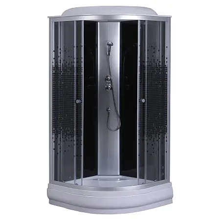 Душевая кабина Loranto 90х90х215 поддон 13см, черный мозаичный узор, прозрачное стекло 4мм, профиль хром матовый (CS-6690-13K 90)