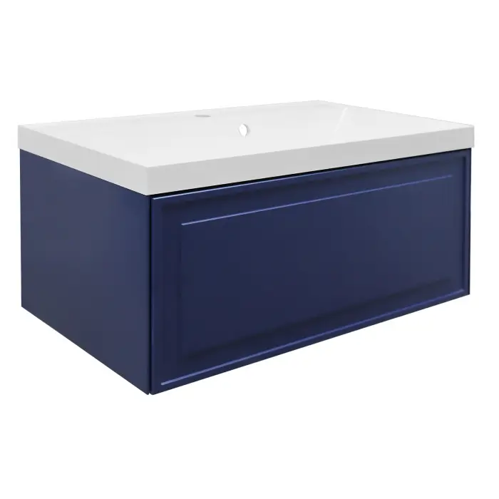 Комплект Тумба Azario Belloni 80 795х450х400 подвесная, механизм открывания Push to Open, с раковиной Астория 80, синий (CS00098084)