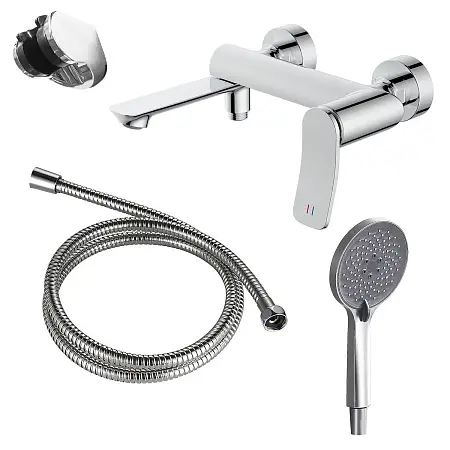 Смеситель для ванны Azario Escaro с ручным душем, керамический картридж, шланг 150 см, хром (AZ-K3074)