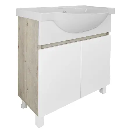Комплект Тумба Loranto Глория 70 Н 700х480х760 напольная с раковиной Teo 70, Дуб Кантри (CS00083815)