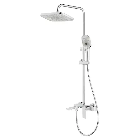 Душевая система Azario Arida с квадратным тропическим душем, керамический картридж, шланг 150 см, хром (AZ-K2354)