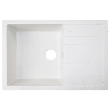 Кухонная мойка AZARIO Rio 750x505x185 искусственный мрамор, с "крылом", сифон в комплекте, цвет белый крап (CS00105231)