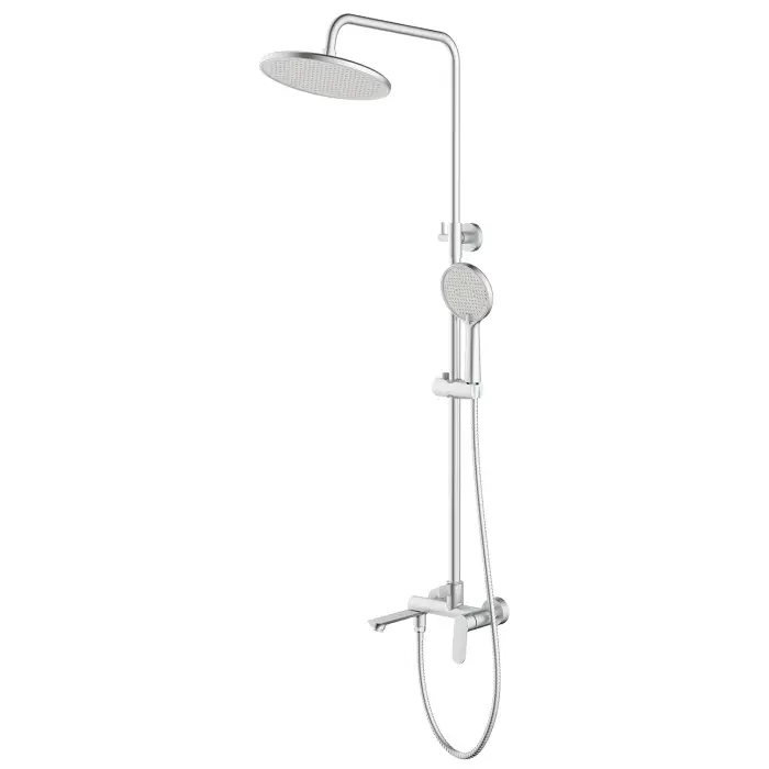 Душевая система Azario Alanti с круглым тропическим душем, керамический картридж, шланг 150 см, сатин (AZ-K2332BN)