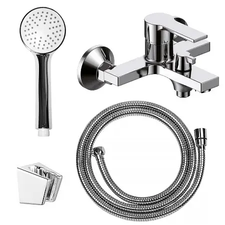 Смеситель для ванны LORANTO NORMA керамический картридж, с полным душевым набором, хром (LR30501001)