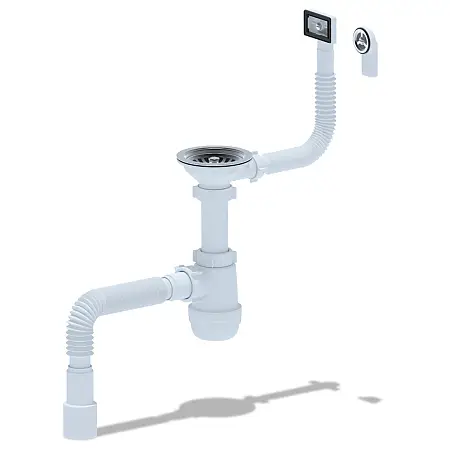 Сифон Ани Пласт Грот 3 1/2"*40 с гибким и жестким переливом и гибкой трубой 40х40/50 мм (A0145DIY)